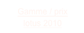Gamme / prix 
lotus 2010