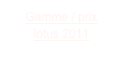 Gamme / prix 
lotus 2011